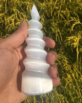 Selenite Crystal Polished Spiral Tower