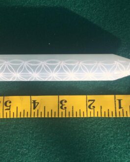 Pointed Selenite engraved wand