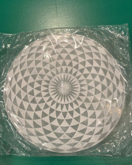 Large Selenite carved yantra torus plate