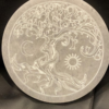 Selenite Charging Plate with Etched Tree of Life Sun and Moon