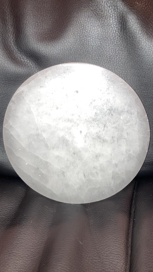 Selenite Charging Plate with Etched Tree of Life Sun and Moon