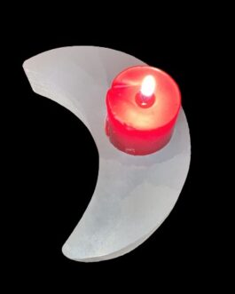 Selenite Crescent Moon Candle Holder  Crystal Healing Gift